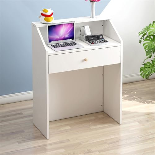 Weißer Empfangstresen aus Holz mit abschließbarer Schublade für Salon, Lobby oder Büro, 59,9 cm (20,6 Zoll), Schreibtisch mit einfacher Kasse, Empfangsraum, Kasse.