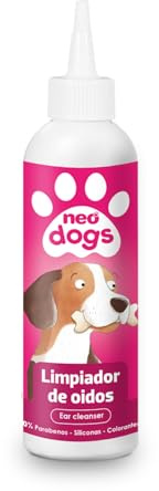 Neo Dogs - Limpiador de Oídos para Perros con Árbol de Té y Aloe Vera - Previene Otitis, Ácaros y Reduce el Mal Olor - Fórmula con pH Adaptado y Extracto Natural - 125 ml