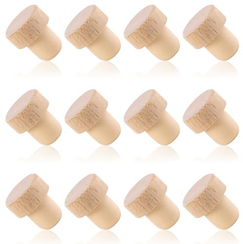 Cork Plugs, T Shaped Wooden Rubber Wine Stopper Reusable Cork Stopper Sealing Bottle Stoppers for Beer Bottles Homemade Wine DIY Craft (12 Pcs)