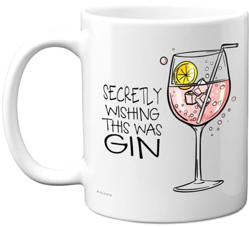 Funny Mug for Women and Men, Secretly Wishing This was Gin | Funny Birthday Mugs Present Gifts for Friend Family Colleague, 11oz Ceramic Coffee Humour Joke Banter Cup
