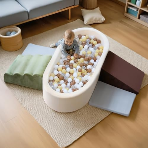 BanaSuper Set Arrampicata Bambini con Piscina Palle XXL (Nessuna Palla) | 5 Blocchi Schiuma Sicuri | Set da Gioco per Bambini | Palestra Morbida per Interni | Stimola Motricità e creatività