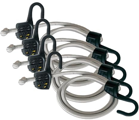 Master Lock 3138EURDAT Tendeur avec Crochet [Longueur Ajustable de 15 cm à 150 cm] [Crochet en Acier] - Idéal pour Le Transport de Charges, l'Emballage, Le Camping (Lot de 4)