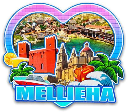 Orlybar Mellieha, magnete da frigorifero in legno 3D Malta, souvenir da collezione, decorazione fatta a mano, 6382