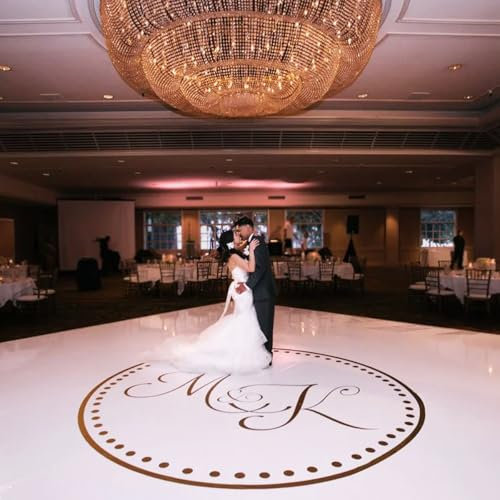 Autocollant de piste de danse de mariage, décoration de fête de banquet de mariage, monogramme, initiales personnalisées, lettre, autocollant mural en vinyle(M 42x42cm)
