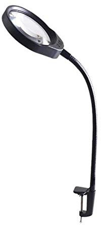 erkebspm Led10x Loupe Pince Lampe - Lumière Loupe Lumineuse - Lumière Utilitaire Dimmable - pour Bureau, Table, Tâche, Artisanat, Établi - Noir