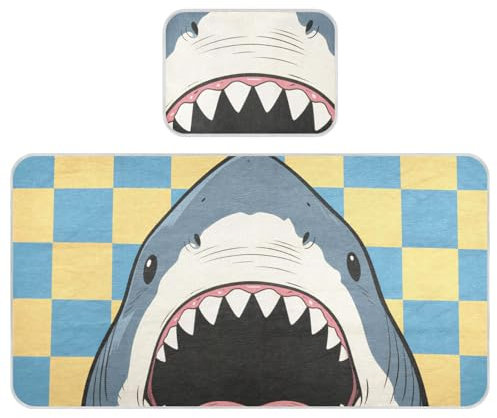 Kühlende Baby-Matratze für Stubenwagen, 71,1 x 132,1 cm, ultraweiche Bettunterlage für Babys und Kleinkinder, Blau und Gelb kariert