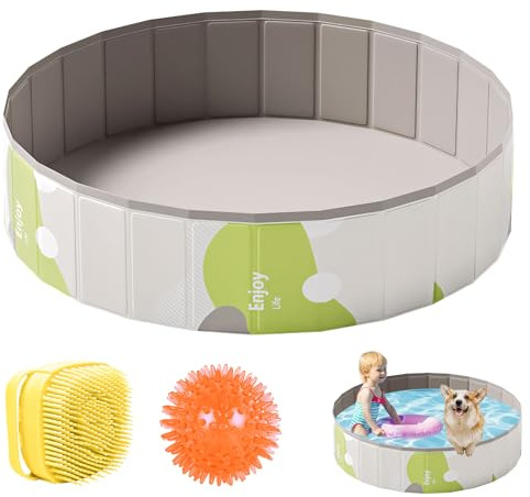 Hundepool Groß Kleine Hunde Faltbar, Verdicktes PVC Anti-Rutsch Hundebadewanne, Hunde Katzen Pool Planschbecken Ohne Aufblasen, Hundeplanschbecken Hundepools, Pool Hund Hundebecken (A-80 * 20)
