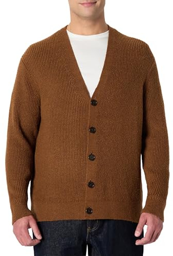 Amazon Essentials Cardigan in Misto Cotone, Vestibilità Rilassata Uomo, Caramello Mélange, L