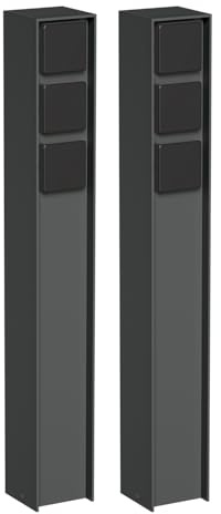 ledscom.de 2 pzas Toma de jardín Pilar PODEL para Exterior, IP44, 3 vías, Antracita, Angular, 60 cm