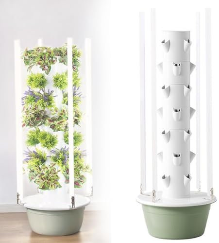 Torre idroponica da giardino per interni con luci a LED, torre idroponica con pompa idratante, adattatore, vasi a rete, torre da giardino idroponica in crescita per erbe e verdure