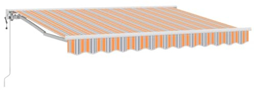 vidaXL Toldo Retráctil Azul y Naranja 350 x 200 cm Aluminio y Tela, Toldo Semi-Cassette Moderno para jardín y terraza, Rectangular, diseño Flexible, fácil de Instalar y versátil