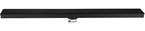 Desagüe de ducha lineal de acero inoxidable 304, diseño rectangular cuadrado con cubierta extraíble y colador de pelo para cocina, baño, garaje, elegante acabado negro