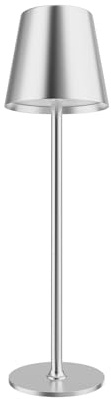 MMOBIEL Lampada da Tavolo Senza Fili Lampada LED Ricaricabile in Metallo con Touch Control, Dimmer Continuo a 3 Colori, Batteria 5200mAh, USB-C per Camera, Patio, Interno/Esterno – Argento
