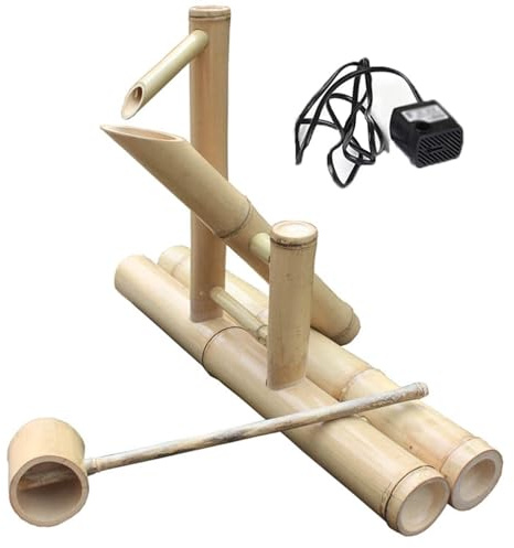 Kit fontana d'acqua in bambù giapponese, fontana da giardino zen con pompa e cucchiaio d'acqua, bambù resistente alle spaccature, fontane da giardino zen for interni ed esterni
