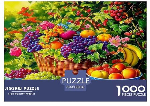 Obst-Puzzle für Erwachsene, Recyceltes Papier, 1000 Teile Puzzle, Spaß – Frischer Obstkorb und herausforderndes Familienspiel, lehrreiches Spiel, Druckabbau, 38x26cm/1000 Teile