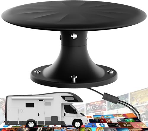 TV-Antenne für Wohnwagen Dachantenne mit Signalverstärker, Für Wohnmobil Caravan Camper, Kompatibel mit Allen Fernsehern, Wetterbeständig, 10m Koaxialkabel