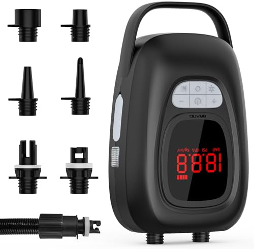 Pompa Elettrica SUP 20PSI, USB Pompa per Sup Portatile,Valvola Pneumatica a Due Vie, Ricaricabile Pompa per Sup Adatto per Tavola Surf, Hovercraft e Materassini Gonfiabili