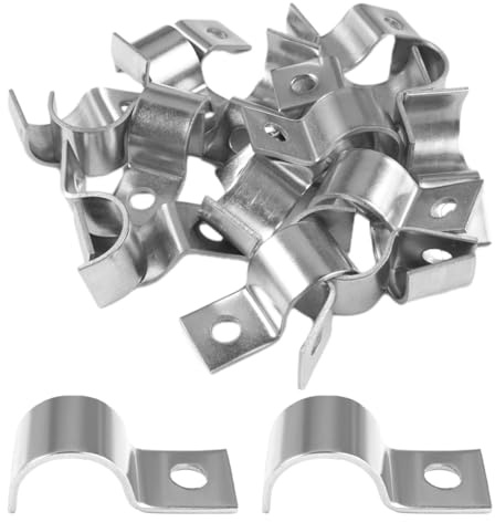20 Pezzi Staffe Fermatubo, Fermacavi in Acciaio Ø 20 mm | Fermacavo unico foro Morsetti Per Tubi, Morsetti Ferma Tubo U-tubo Morsetto per Installazione di Cavi, Interni ed Esterni