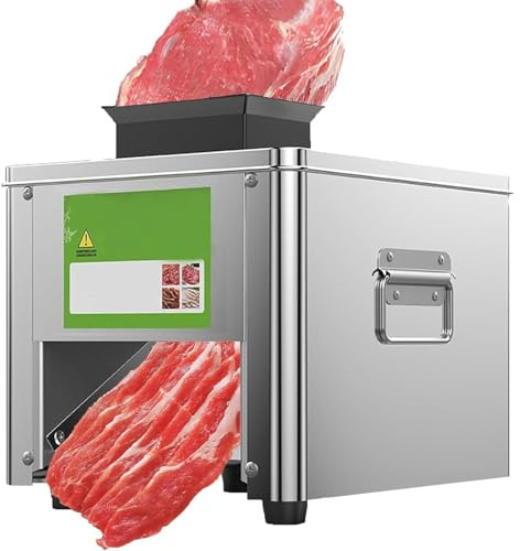 Máquina Comercial Cortadora De Carne 850W - Cortadora De Fiambre Profesional, 310r/min, Cuchilla Inox, 150kg/h, Corta Carne Y Verduras En Diferentes Formatos(21mm)