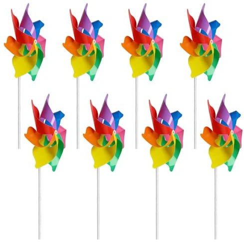 8 pcs rainbow8 Pcs Rainbow Windmills for Garden, Wind Spinners for Garden Windmills Outdoor, Wind Mills fors Gardens, Multicolored Pinwheel fors Lawn and Gardens Outdoor Decoration