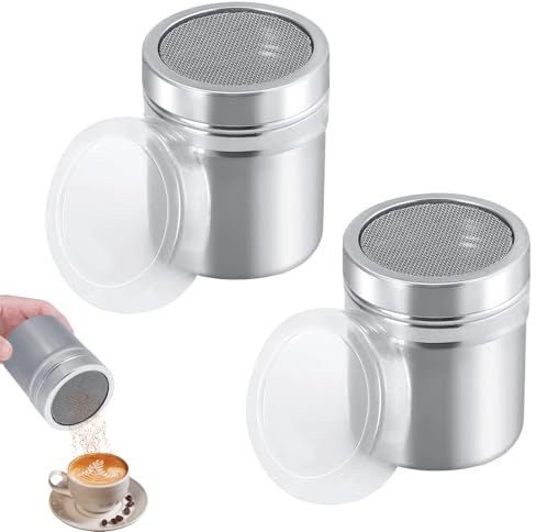 Lot de 2 saupoudres à sucre en poudre en acier inoxydable
