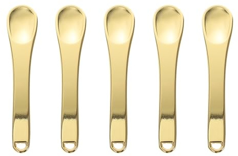 Toyvian Cucharas para Crema de Ojos Doradas de Aleación de Zinc Ecológica, 5 Piezas Portátiles y Multiusos para Cuidado Facial y Mascarillas