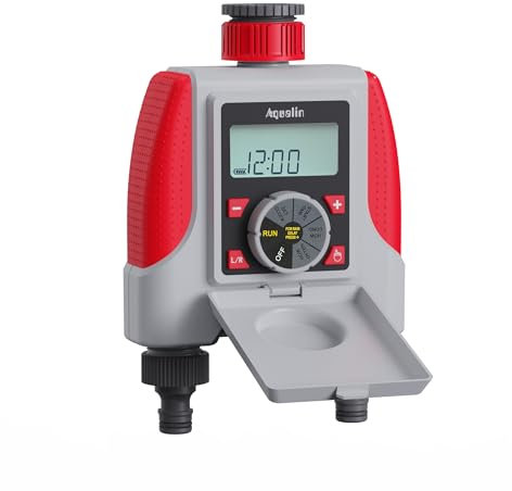 Aqualin 2 Vie Centralina Irrigazione,Orologio da giardino con display LCD dispositivo di irrigazione per programmabile giardino