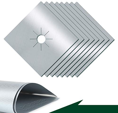 Stove Top Covers for Gas Burners, Stove Burner Covers Heat Resistant, Forsisco Reusable Gas Stove Burner Liners, Easy to Clean Stove Top Protectors Guard for Kitchen Gas Ranges (8pcs Silver)