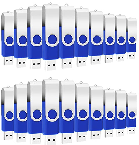 20PCS 4GB Bulk Flash Drives EASTBULL USB 2.0 Metal 4GB Flash Drive Bulk Thumb Drive Pack Swivel USB Drives Pack (Blue 20Pack)