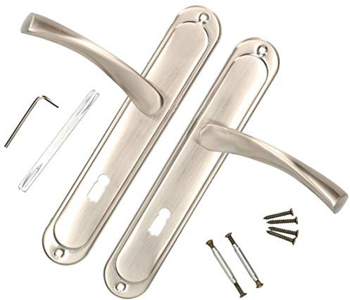 KOTARBAU Türdrücker 72 mm BB Türgriff Satin Türbeschlag Türklinke Drückergarnitur Langschild Türdrückergarnitur Innentür Außentür Handgriff Torbeschlag