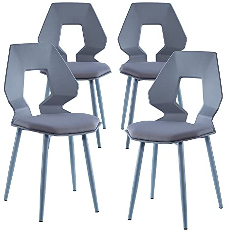 TRISENS 2er 4er Set Design Stühle Esszimmerstühle Küchenstühle Wohnzimmerstuhl Bürostuhl Kunststoff, Farbe:Grau/Grau, Menge:4 St.