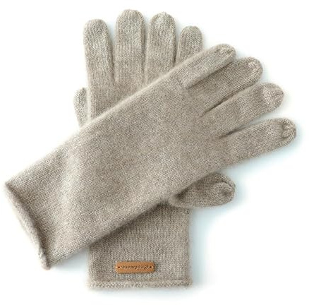 Liyinco Damen Kaschmir-Strickhandschuhe Warme Winter Kaschmir Gestrickte Fünf-Finger-Handschuhe Gecrimpte Handgelenkhandschuhe Einfache Patch-Strickhandschuhe Kaschmir