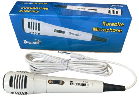 Mr Entertainer Microphone filaire dynamique Idéal pour toutes les machines de karaoké Blanc