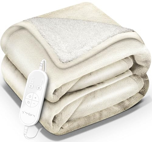 sinnlein® Heizdecke 160x120cm mit Abschaltautomatik | Wärmedecke elektrisch | Kuscheldecke mit Timerfunktion, 9 Heizstufen , Digitalanzeige & Überhitzungsschutz | Geschenke für Frauen & Männer