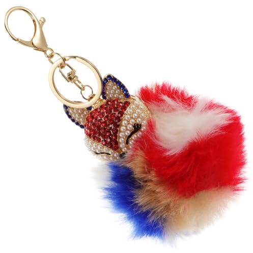 SOIMISS 2stücke Fuzzy Ball Schlüsselanhänger Mit Fuchs Pendant Weicher Schlüsselring Für Taschen Rucksäcke Und Autoschlüssel Super Großer Glitzernder Anhänger