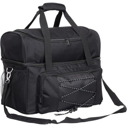 wiroouia Bowlingballtasche, Bowlingtasche Für 2 Bälle, Tragetasche Mit Gepolsterter Trennwand, Doppelte Bowlingballtasche Mit Gepolsterter Trennwand Und Ballhalter Für 2 Bälle, 43x22x32cm