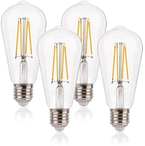 FLSNT Lampadina Dimmerabile e27 Equivalente 40W, 4W ST58 LED Edison, Lampadine LED per interni e27, 470 lm, 2700K bianco caldo, Confezione da 4