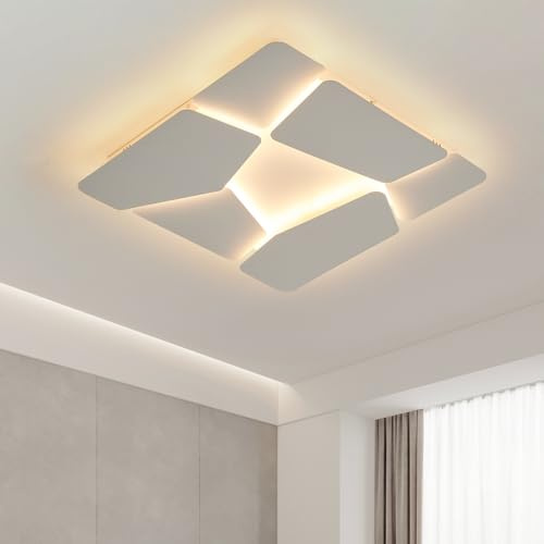 40Cm Quadratische Deckenleuchte Schlafzimmer weißE Led Dimmbare Deckenlampe | Kreative Modernes MattweißE Metall Deckenleuchte FüR Wohnzimmer Mit Fernbedienung,Kinderzimmer,BüRo,Schlafzimmer,Diele