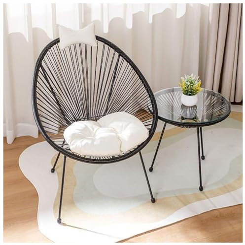 Rattan-Terrassenstuhl-Set mit weichem Kissen, ideal für Garten- und Terrassenmöbel (inklusive 1 schwarzen Stuhl und Tisch)
