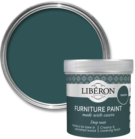 Libéron Furniture Paint for Wood Furniture, Peacock Matt, 500ml | Milk casein-based, Ultra matt finish, High coverage, Timeless look