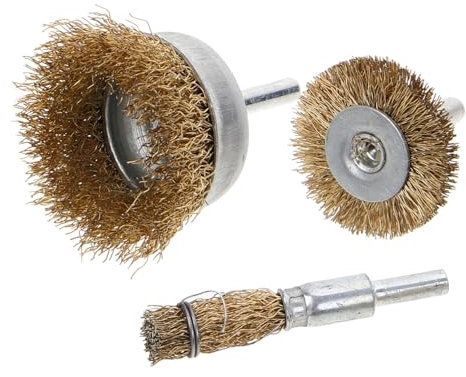 DOITOOL Cepillo De Alambre Para Taladro 3 Piezas Acero Inoxidable 0,3 Mm Mango Varilla y Copa Cepillo Plano Para Pulido y Desbaste Eliminación De Óxido Limpieza Profesional