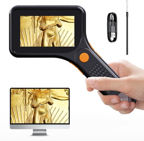 Microscopio Digitale per Adulti 500X, Microscopio Tascabile Portatile con Schermo HD da 3 Pollici, 8 Luci LED Regolabili, Compatibile con Windows e MacOS, Perfetto per Monete, Piante, Elettronica-Nero