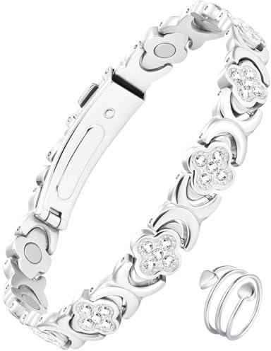 Jecanori 99 % rent koppararmband för kvinnor, effektivt ultrastark magnetiskt armband för kvinnor med presentask och borttagningsverktyg, 20.5 cm, Koppar