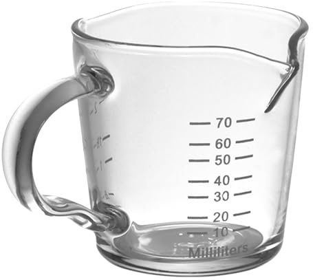WATIIFUFU Tazza in Vetro Borosilicato Resistenti al Calore con Doppia Bocca e Scala Graduata Bicchiere Misurino Trasparente per Espresso e Cocktail