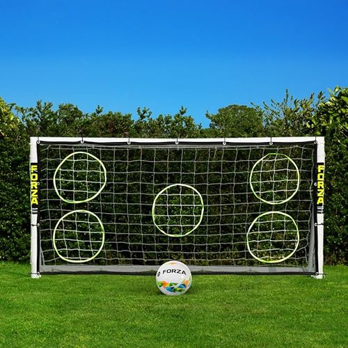 FORZA 2,4m x 1,2m But de Football PVC Imperméable avec Système de ‘Verrouillage’ (Mur de Tir, Sac de Transport & Ballon en Option) - Cage de Foot Enfant (But, Ballon + Mur de Tir)