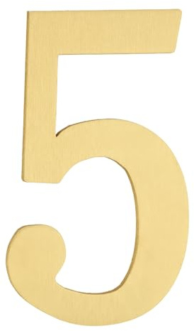 sourcing map House Numbers for Outside, 2.8 Inch Magnetic Brass Self Adhesive Mailbox Decor Number Stickers for Apartment Office Hotel Room Door Signs(Number 5)