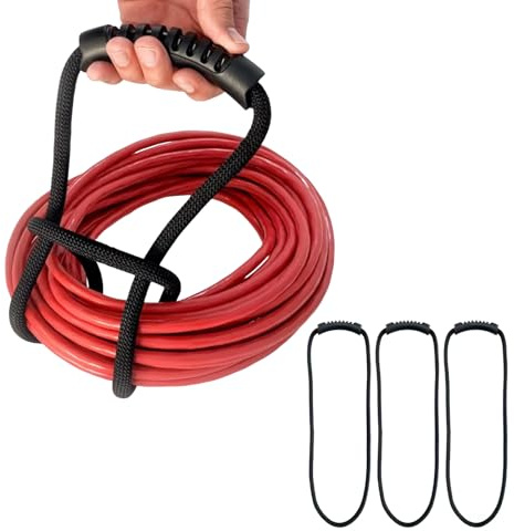 Vauki Set di 4 contenitori per cavi di prolunga e tubo, fascette con maniglia, organizer per cavi di prolunga, supporto per cavi di prolunga per tubi di piscina, garage e officine, colore nero