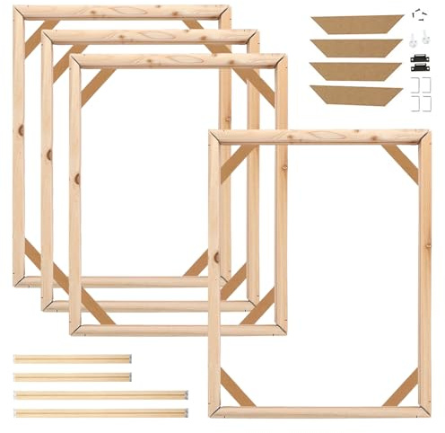 4 Pack Canvas Frame Kit, 30x40cm Canvas Stretcher Bars DIY Natural Wooden Frames for Oil Paintings Prints Posters Arts Accessory Home Decor