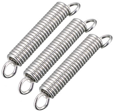 sourcing map 3 Stück Zugfeder 1,3mm Drahtdurchmesser Federstahl | 8mm Außendurchmesser, 52mm Freie Länge, Kleine Doppelhaken