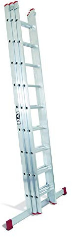 Lyte 3m Closed DIY EN131 Non Professional 3 Section Extension Ladder with Spreader bar